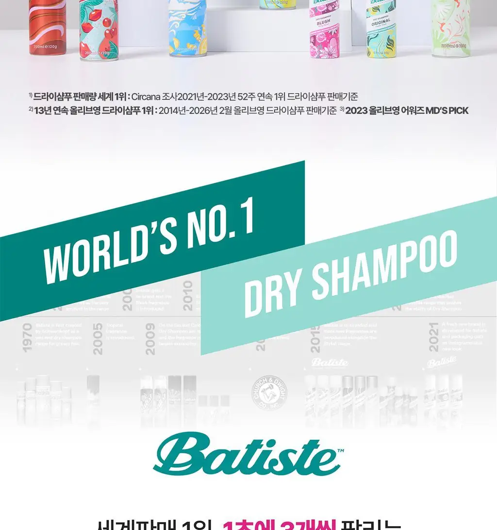 [유분순삭/뽀송] 바티스트 드라이샴푸 50ml/200ml 14종 택 1 상세페이지 5